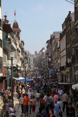 Rua de Santa Catarina - pedestrian shopping street in the old town of Oport clipart