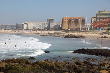 Beach of the town Matosinhos Portugal clipart