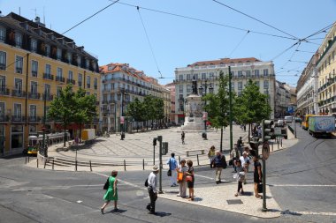 Praça Luis de Camoes, Chiado district in Lisbon, Portugal clipart
