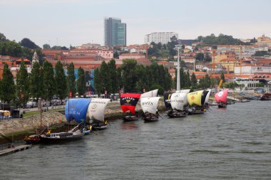 Vila Nova de Gaia and old Port Wine transport ships, Portugal clipart