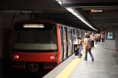 Metro train in the Oriente Station in Lisbon, Portugal clipart