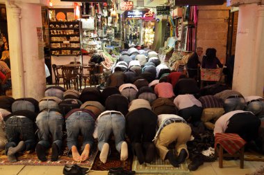 Praying muslims in Istanbul, Turkey clipart