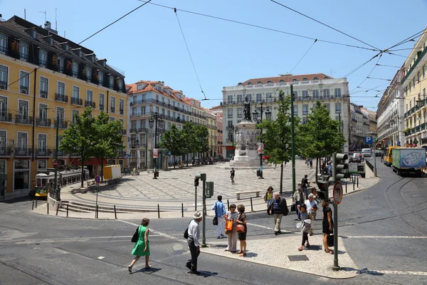 Praça Luis de Camoes, Chiado district in Lisbon, Portugal — Stok fotoğraf
