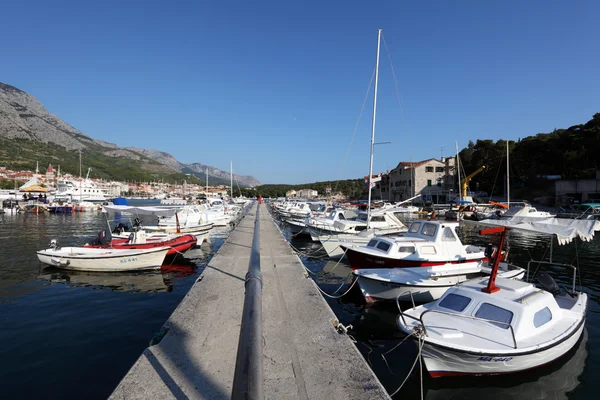 Fishing boats in Croatian town Makarska — Stock Photo, Image