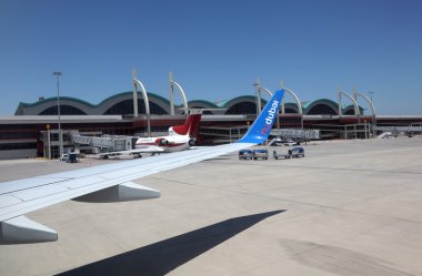 FlyDubai airplane at the Sabiha Gokcen International Airport in Istanbul clipart