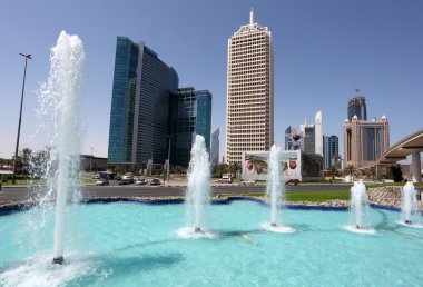 Fountain at the Dubai World Trade Centre. Dubai clipart