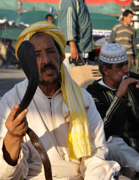 stock image Snake charmer at Djemaa el Fna square in Marrakech