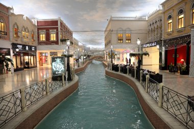 Inside of the Villaggio Mall Shopping Center in Doha, Qatar. clipart