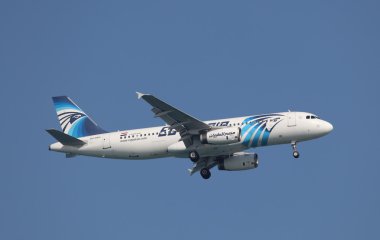 Egyptair Airbus A320-200 in the air clipart