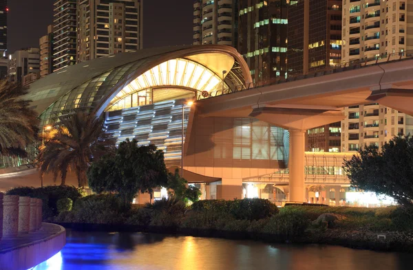 Metro station in Dubai downtown at night Stock Image