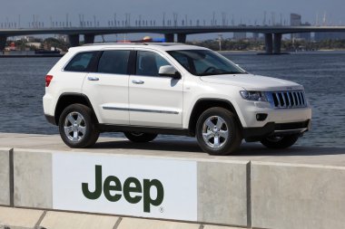 Jeep Grand Cherokee presented in Dubai Festival City clipart