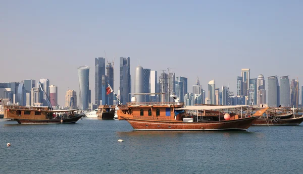 Skyline du nouveau quartier centre-ville de Doha Al Dafna, Qatar, Moyen-Orient — Photo
