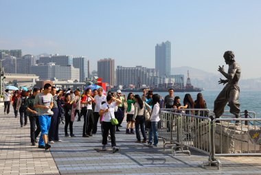 Statue of the famous Actor Bruce Lee at the Avenue of Stars in Hong Kong clipart