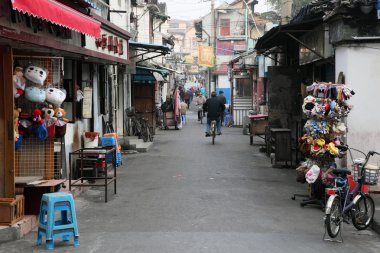 Street in the old town of Shanghai, China clipart