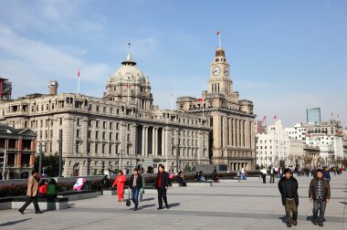 walking at the Bund in Shanghai, China clipart