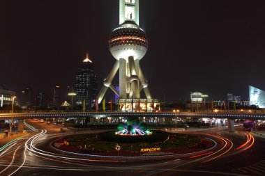 Oriental Pearl Tower Roundabout in Shanghai Pudong, China clipart