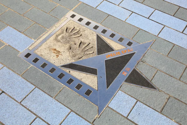 Зірки кіно Джекі Чан на алеї зірок в Hong Kong — стокове фото