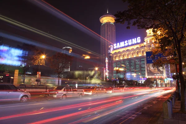 Şanghay, Çin şehir gece çekimi — Stok fotoğraf