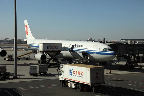 Aeronave Air China no Aeroporto Internacional de Pequim Capital — Fotografia de Stock