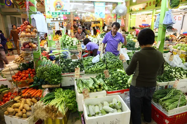Rynek owoców i warzyw w hong Kongu — Zdjęcie stockowe