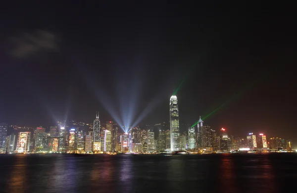 Skyline di Hong Kong durante il Festival delle Luci — Foto Stock