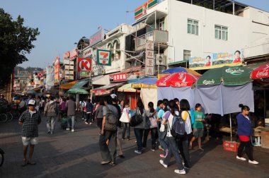 Main street in village Cheung Chau, Hong Kong clipart