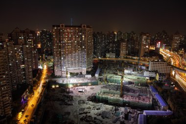 Construction site in the city of Shanghai, China clipart