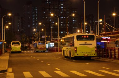 Bus station in the city of Shanghai, China clipart