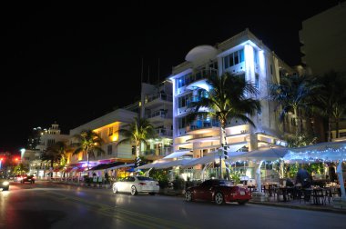 Miami South Beach Art Deco District at Night, Ocean Drive clipart