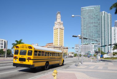 School Bus in Downtown Miami, Florida clipart