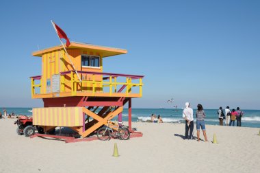 Colorful Art Deco Lifeguard Tower at Miami Beach, Florida USA clipart