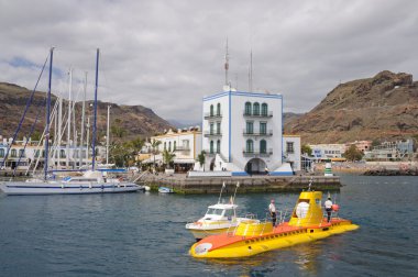 Yellow submarine in Puerto de Mogan, Grand Canary Island clipart