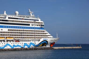 Cruise Ship AIDAblu in the harbour of Puerto del Rosario, Canary Island Fuerteventura clipart