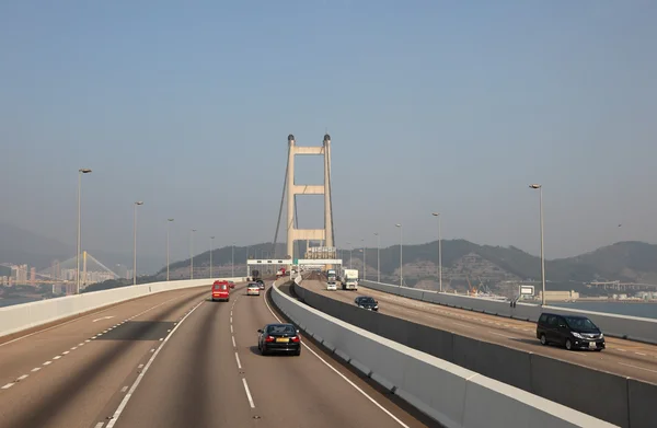 青马大桥在香港的交通 — 图库照片