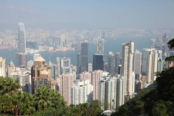 由维港山顶俯瞰香港 — 图库照片