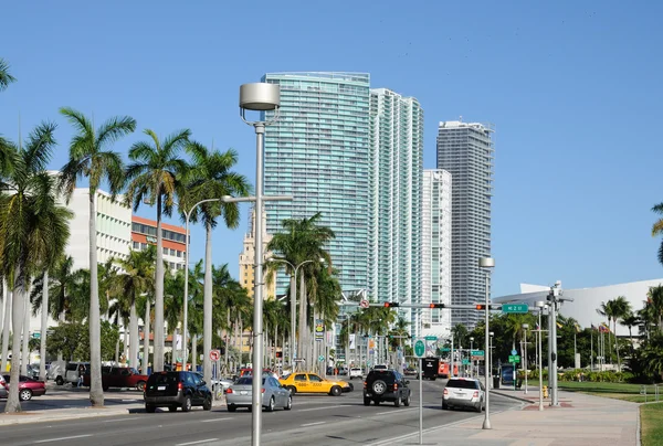 Boulevard Biscayne no centro de Miami, Flórida — Fotografia de Stock