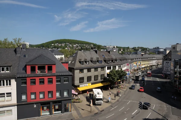 Переглянути над містом Siegen, Північний Рейн — Вестфалія, Німеччина — стокове фото