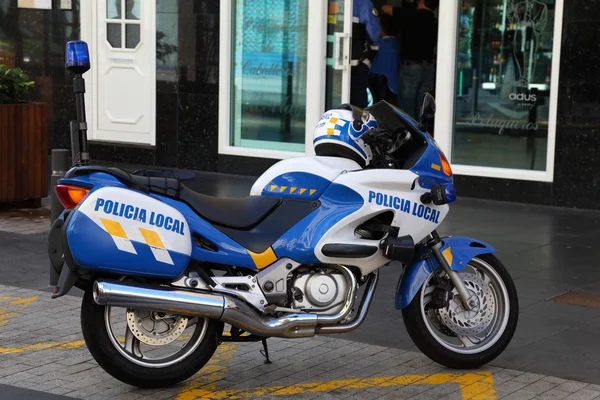 Policia lokale motorfiets, tenerife Spanje — Stockfoto