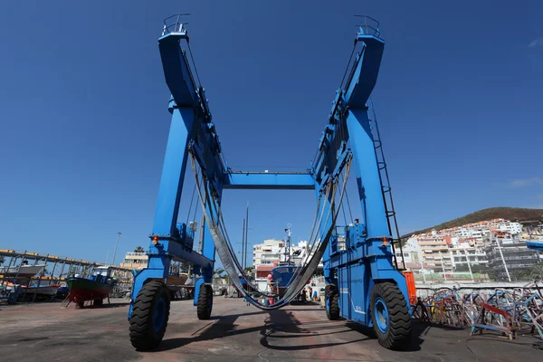 stock image Boat crane at the shipyard. Los Cristianos, Tenerife