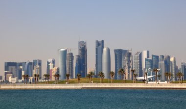 Skyline of Doha downtown district. Qatar, Middle East clipart