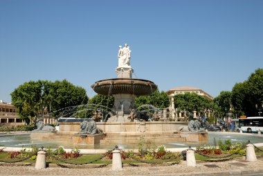 Fountain (La Rotonde) in Aix-en-Provence, southern France clipart