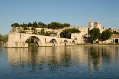 Pont d'Avignon and Rhone river in Avignon, France clipart