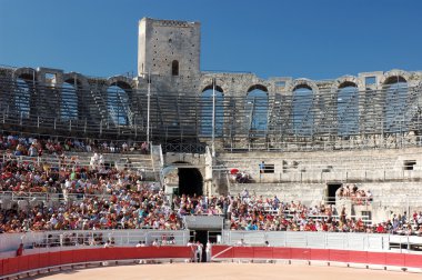 Bullfight in the Roman Arena of Arles, France clipart