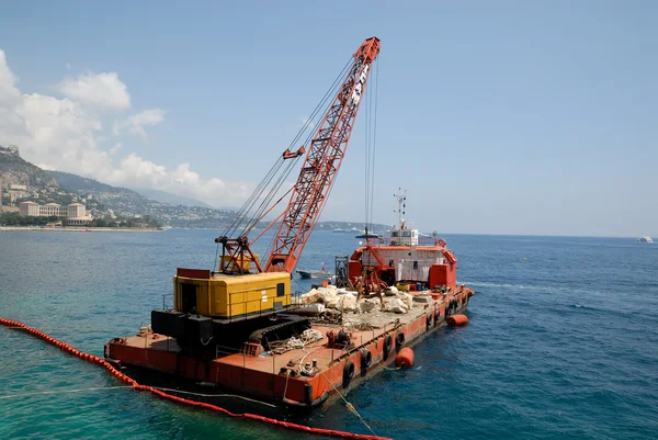 Cargo boat with crane — Stock Photo, Image