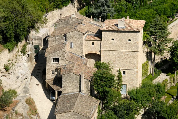 Вид с воздуха на средневековые дома в Горде, Франция — стоковое фото