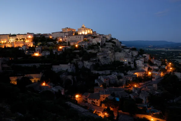 Night view over Gordes, southern France — Stock Photo, Image