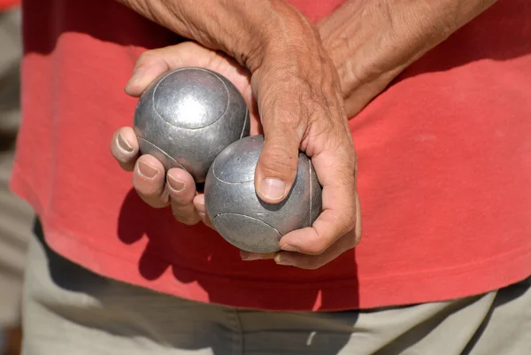 stock image French man holding the bowls