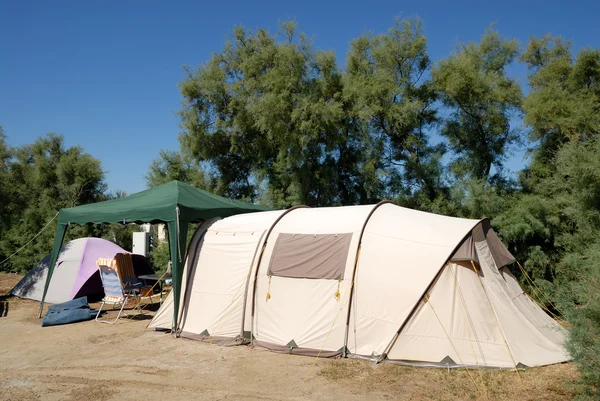 Big tent on a campsite in southern France — Stock Photo, Image