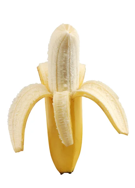 Mezza banana pelata isolata — Foto Stock