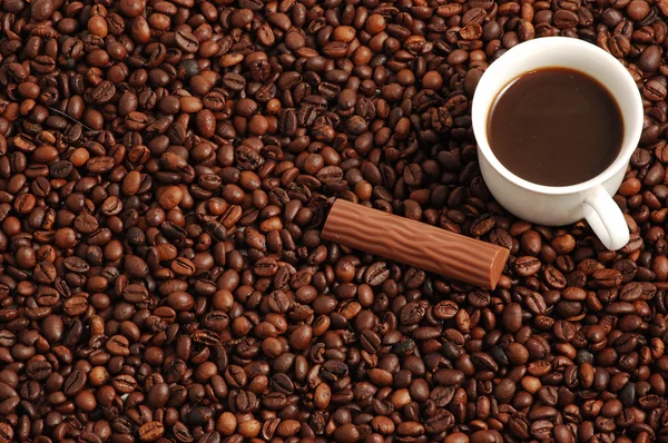Filiżankę kawy z pralina — Zdjęcie stockowe